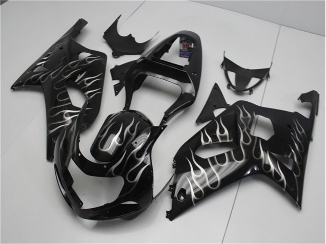 Buy 2001-2003 Black White Flame Suzuki GSXR 600/750 Motorcycle Fairing Kits UK