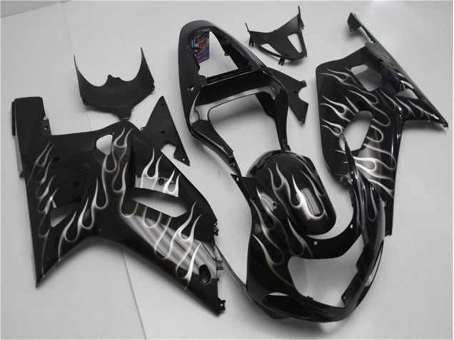 Buy 2001-2003 Black White Flame Suzuki GSXR 600/750 Motorcycle Fairing Kits UK