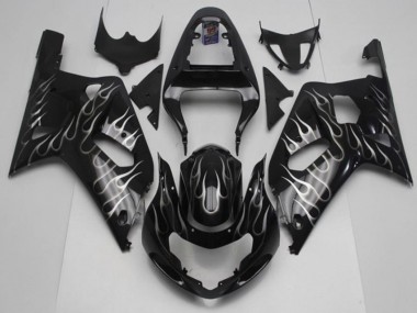 Buy 2001-2003 Black White Flame Suzuki GSXR 600/750 Motorcycle Fairing Kits UK