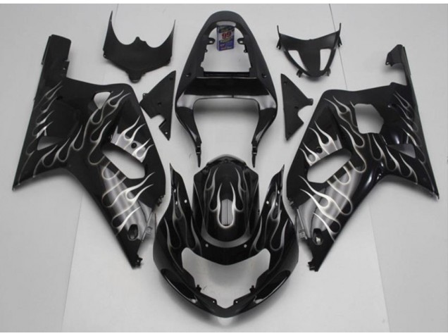 Buy 2001-2003 Black White Flame Suzuki GSXR 600/750 Motorcycle Fairing Kits UK