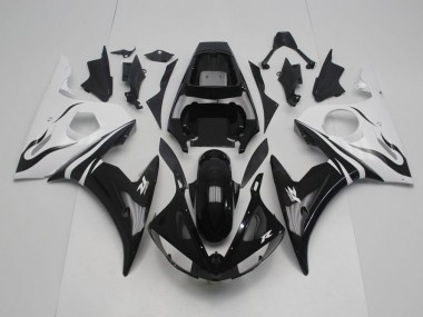 Buy 2003-2005 Black and White Yamaha YZF R6 Motor Bike Fairings UK