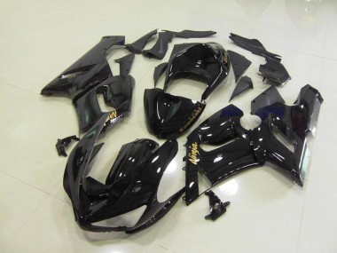 Buy 2005-2006 Glossy Black Gold Decals Kawasaki ZX6R Motorcycle Fairings Kits UK