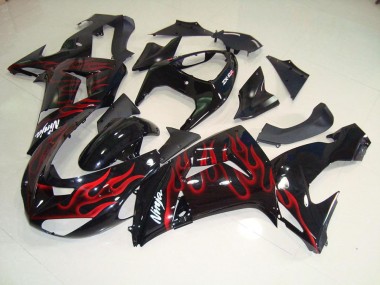 Buy 2006-2007 Black Red Flame Kawasaki ZX10R Moto Fairings UK