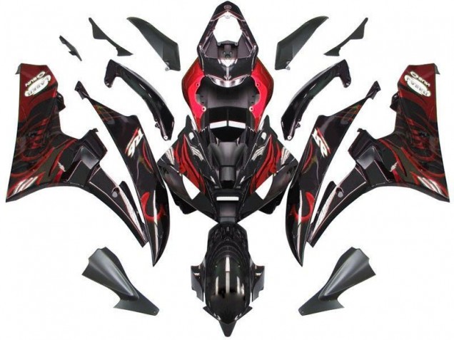 Buy 2006-2007 Black Red Flame Yamaha YZF R6 Bike Fairing UK