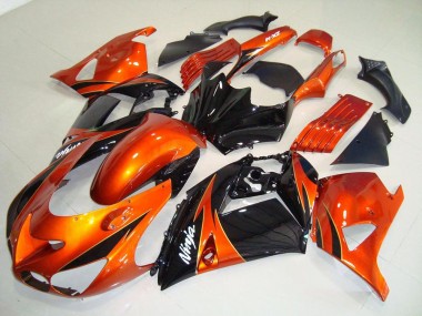 Buy 2006-2011 Orange Black Kawasaki ZX14R ZZR1400 Motorbike Fairings UK