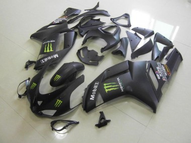 Buy 2007-2008 Matte Black Monster Kawasaki ZX6R Moto Fairings UK