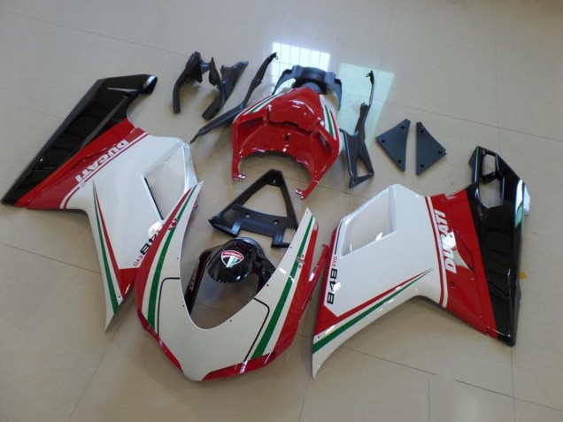 Buy 2007-2014 White Red Ducati 848 1098 1198 Bike Fairing Kit UK