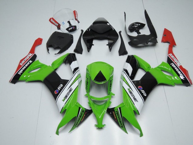 Buy 2008-2010 White Black and Green Kawasaki ZX10R Motorcycle Fairing Kits UK