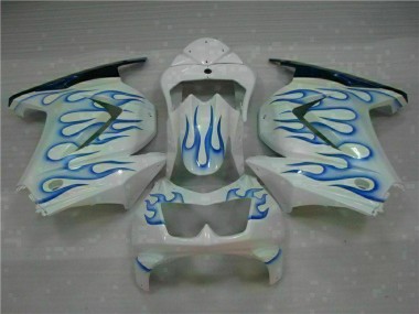 Buy 2008-2012 White Blue Flame Kawasaki EX250 Motorcycle Bodywork UK