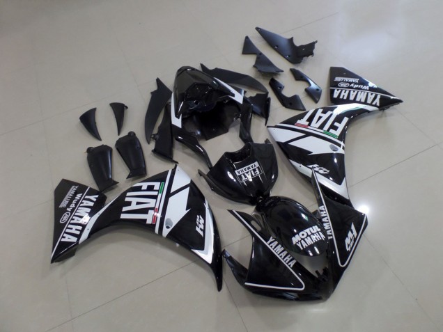 Buy 2009-2011 Black White Fiat Yamaha YZF R1 Motorcycle Fairing Kit UK