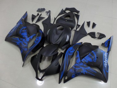 Buy 2009-2012 Matte Black Blue Skull Honda CBR600RR Motorcycle Fairings Kit UK