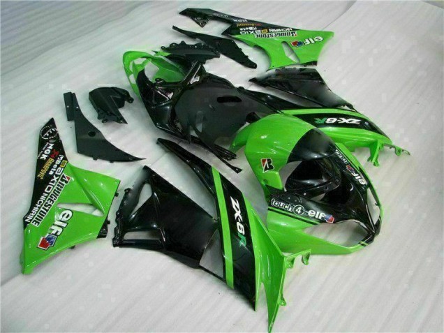 Buy 2009-2012 Green Black Kawasaki ZX6R Motor Bike Fairings UK