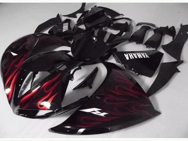 Buy 2012-2014 Red Black Flame Yamaha YZF R1 Motorcycle Fairing Kits UK