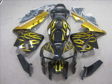 Buy 2005-2006 Black Yellow Flame Honda CBR600RR Motorcycle Fairing Kits UK