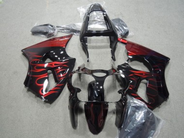 Buy 2000-2002 Black Red Flame Kawasaki ZX6R Motorbike Fairing Kits UK