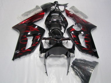 Buy 2003-2004 Black Red Flame Kawasaki ZX6R Motorcycle Fairing UK