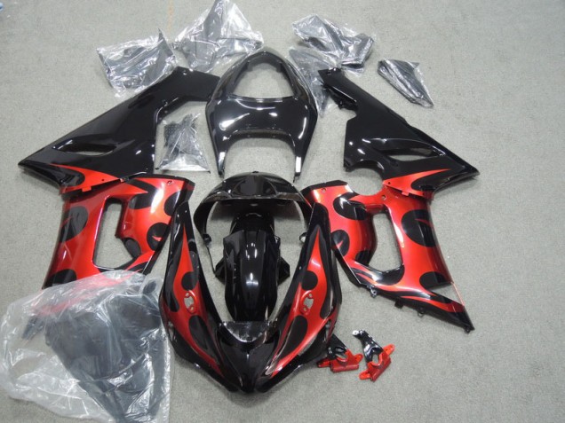 Buy 2005-2006 Black Red Kawasaki ZX6R Motorcycle Fairings UK