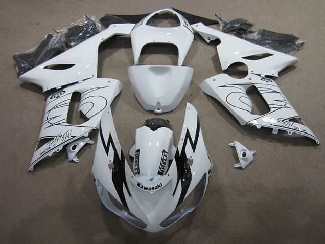 Buy 2005-2006 White Ninja 636 Kawasaki ZX6R Moto Fairings UK