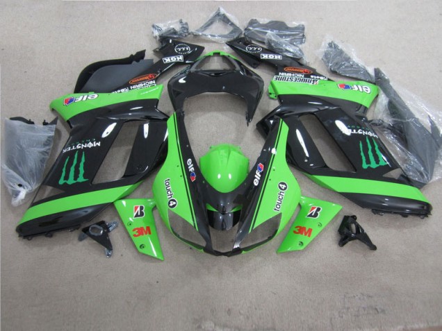 Buy 2007-2008 Green Black 3M Monster Kawasaki ZX6R Motorbike Fairing UK