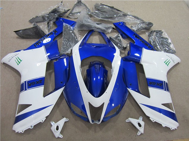 Buy 2007-2008 Blue White Monster Kawasaki ZX6R Bike Fairing UK