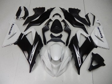 Buy 2013-2018 Black White Kawasaki ZX6R Motorcycle Fairing Kits UK