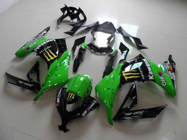 Buy 2013-2016 Black Green Monster Kawasaki ZX300R Motorcycle Fairings Kits UK