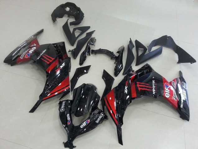 Buy 2013-2016 Black Red Monster Kawasaki ZX300R Motorcylce Fairings UK