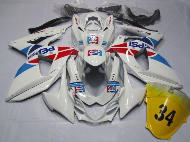 Buy 2009-2016 White Pepsi 34 Suzuki GSXR1000 Motorcycle Fairings Kit UK