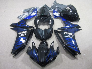 Buy 2007-2008 Black with Blue Flame Yamaha YZF R1 Motorcycle Fairing Kit UK