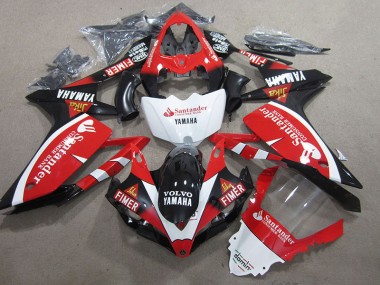 Buy 2007-2008 Black Red White Santander Yamaha YZF R1 Motorbike Fairing Kits UK