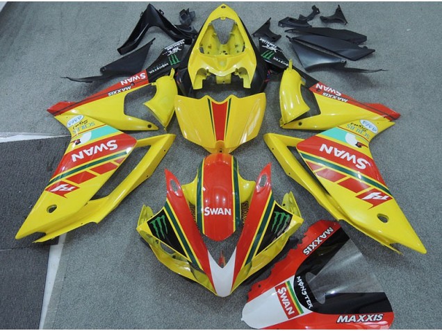 Buy 2007-2008 Yellow Red Swan Yamaha YZF R1 Moto Fairings UK