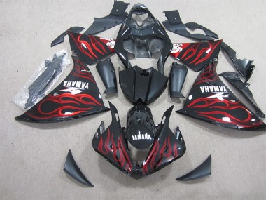 Buy 2009-2011 Black Red Flame White Decal Yamaha YZF R1 Motorbike Fairings UK