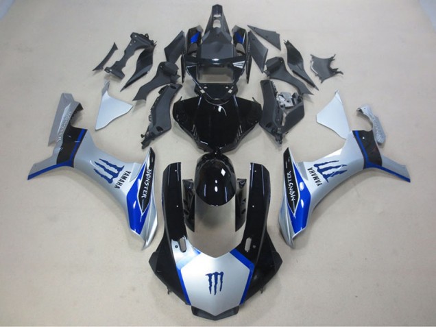 Buy 2015-2019 Silver Black Blue Monster Yamaha YZF R1 Motorcycle Fairing Kits UK