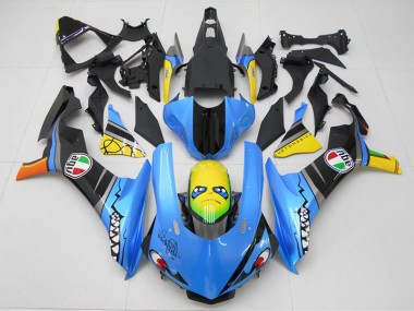 Buy 2015-2019 Blue Yellow Shark Yamaha YZF R1 Motorcycle Replacement Fairings UK