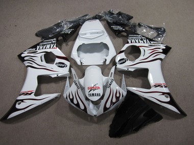 Buy 2003-2005 White Black Flame Shark Yamaha YZF R6 Replacement Fairings UK